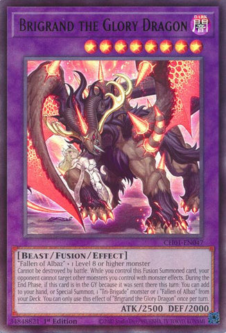 An Ultra Rare "Brigrand the Glory Dragon" card from the Yugioh Structure Deck: The Fallen & The Virtuous (CH01).