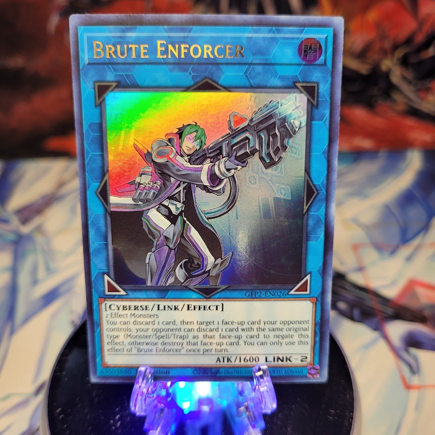  An Ultra Rare "Brute Enforcer" card from the Yugioh Set: Ghosts From the Past: The 2nd Haunting (GFP2).