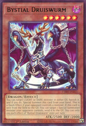 An Ultra Rare "Bystial Druiswurm" card from the Yugioh Structure Deck: The Fallen & The Virtuous (CH01).