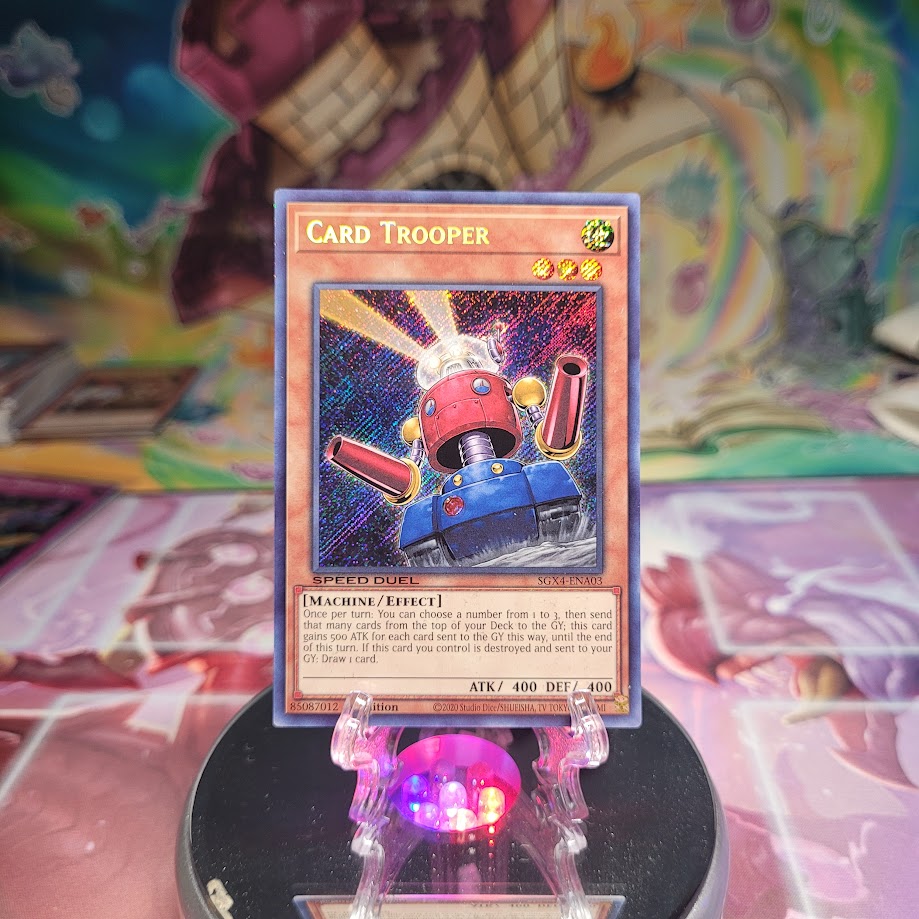 A Secret Rare "Card Trooper" card from the Yugioh Set: Speed Duel GX: Midterm Destruction.