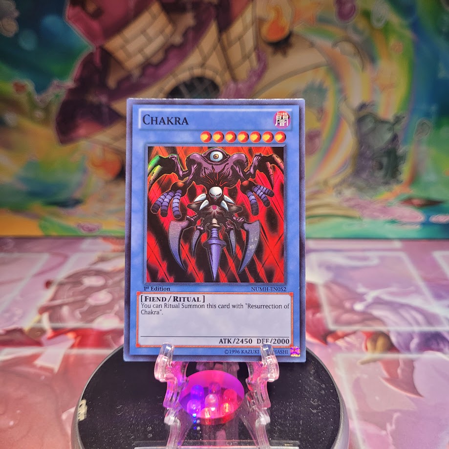 A Super Rare "Chakra" card from the Yugioh Set: Number Hunters.