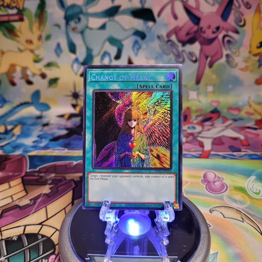 A Secret Rare "Change of Heart" card from the Set: Rarity Collection 1 (RA01).