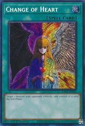 A Secret Rare "Change of Heart" card from the Set: Rarity Collection 1 (RA01).