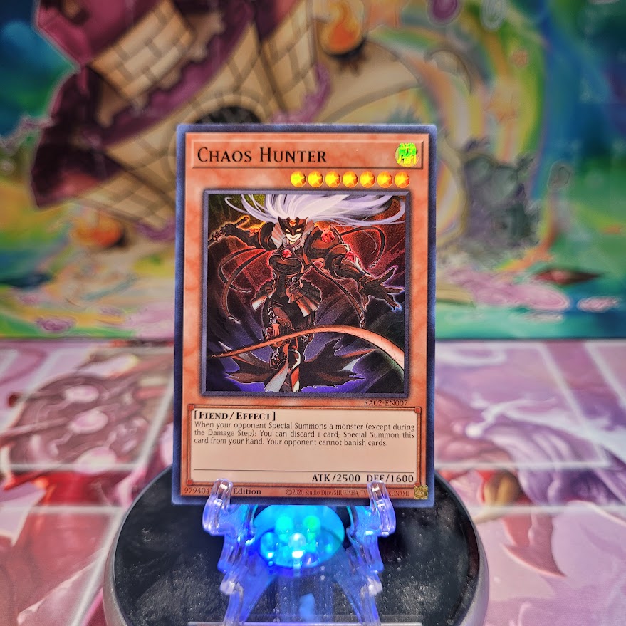 A Super Rare "Chaos Hunter" card from the Yugioh Set: Rarity Collection 2 (RA02).