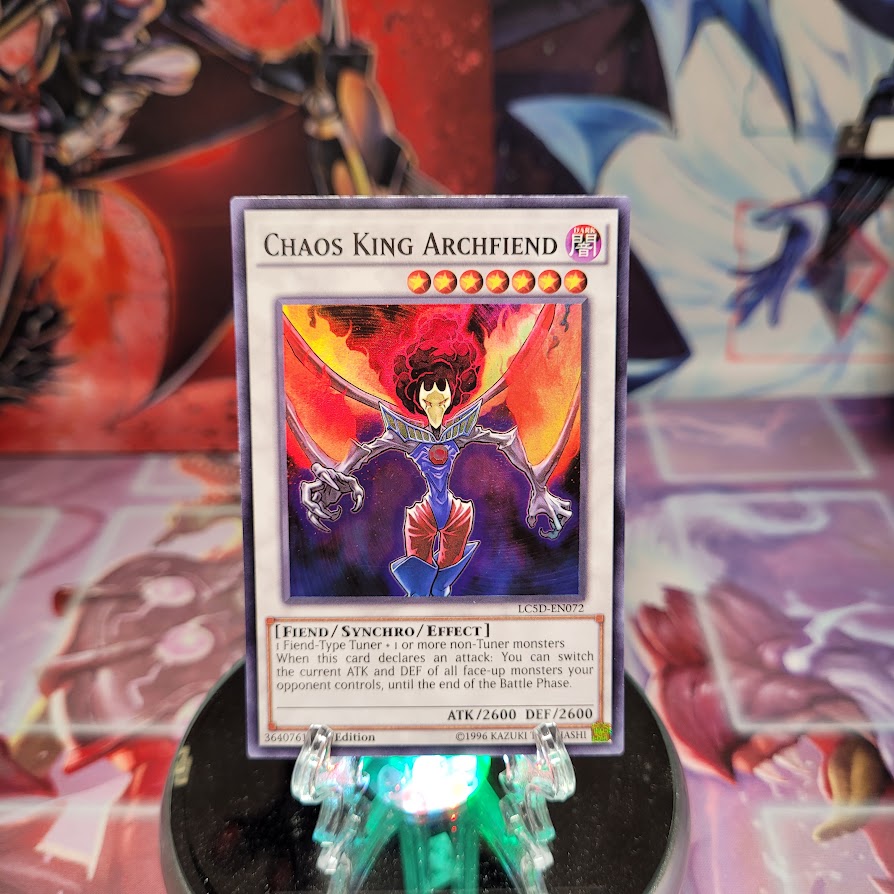 A Super Rare "Chaos King Archfiend" card from the Yugioh Set: Legendary Collection 5D's (LC5D).