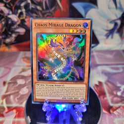 A Super Rare "Chaos Mirage Dragon" card from the Yugioh Set: Photon Hypernova.