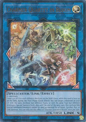 An Ultra Rare "Charmer Quartet In Bloom" card from the Yugioh Set: Blazing Dominion (BLZD).