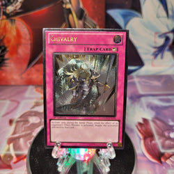 An Ultimate Rare "Chivalry" card from the Yugioh Set: Duelist Revolution (DREV).