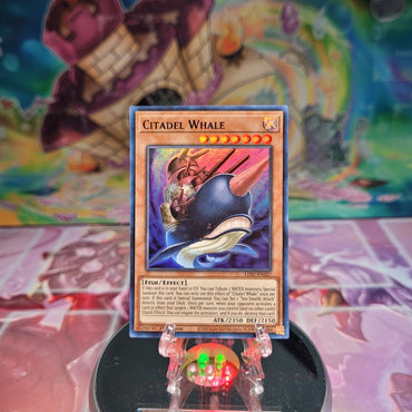 An Ultra Rare Blue "Citadel Whale" card from the Yugioh Set: Legendary Duelists: Season 1.