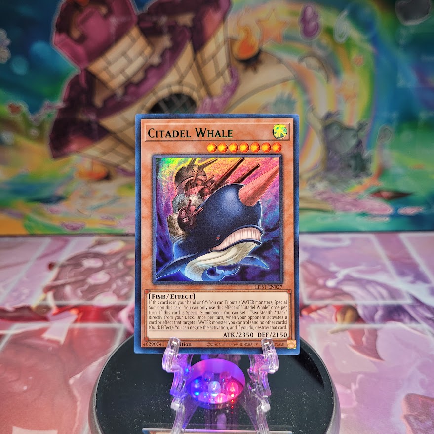 An Ultra Rare Green "Citadel Whale" card from the Yugioh Set: Legendary Duelists: Season 1.