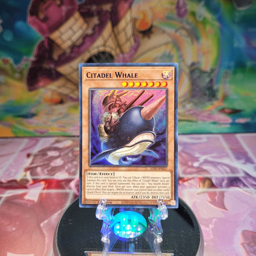 An Ultra Rare Purple "Citadel Whale" card from the Yugioh Set: Legendary Duelists: Season 1.