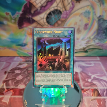 An Ultra Rare "Clockwork Night" card from the Yugioh Set: Quarter Century Bonanza (RA03).