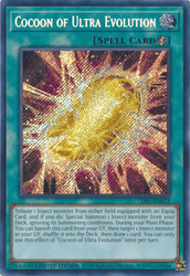 A Secret Rare "Cocoon of Ultra Evolution" card from the Yugioh Set: Legendary Duelists: Season 1 (LDS1)