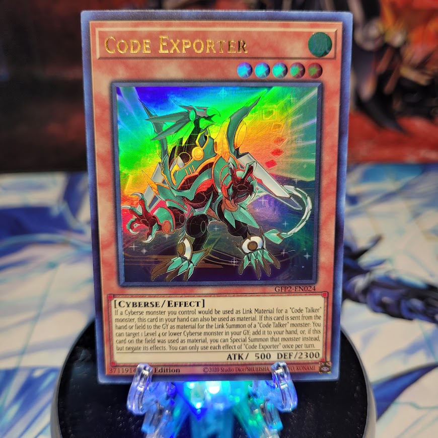  An Ultra Rare "Code Exporter" card from the Yugioh Set: Ghosts From the Past: The 2nd Haunting (GFP2).