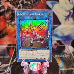 A Super Rare "Code Talker Inverted" card from the Yugioh Set: Ignition Assault.