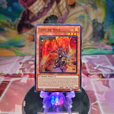 A Super Rare "Code of Soul" card from the Yugioh Set: Legacy of Destruction.