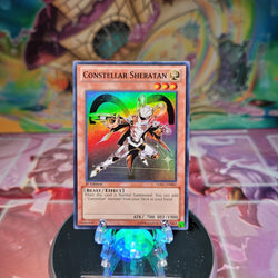 A Super Rare "Constellar Sheratan" card from the Yugioh Set: Hidden Arsenal 7.