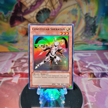 A Super Rare "Constellar Sheratan" card from the Yugioh Set: Hidden Arsenal 7.