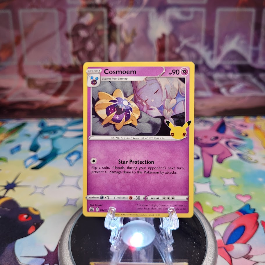 A Holo Rare "Cosmoem" (014/025) card from the Pokemon Set: Sword & Shield: Celebrations.