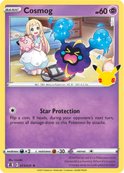 A Holo Rare "Cosmog" (013/025) card from the Pokemon Set: Sword & Shield: Celebrations.