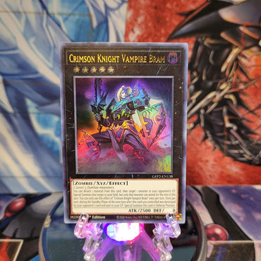  An Ultra Rare "Crimson Knight Vampire Bram" card from the Yugioh Set: Ghosts From the Past: The 2nd Haunting (GFP2).