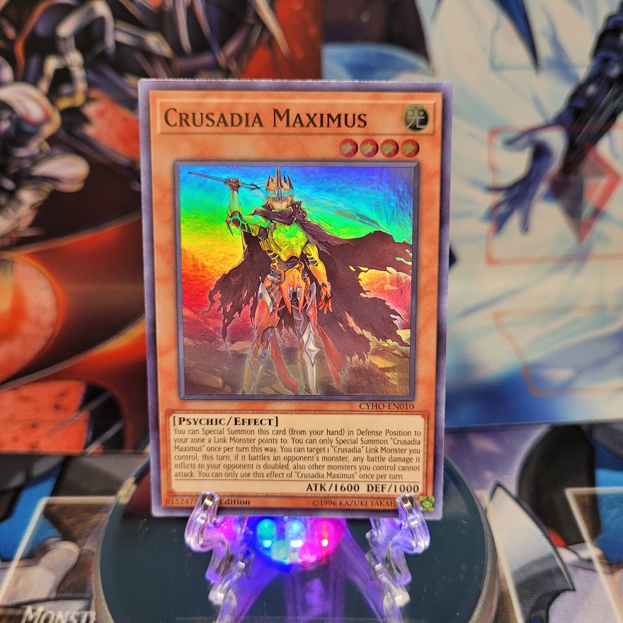 A Super Rare "Crusadia Maximus" card from the Yugioh Set: Cybernetic Horizon.