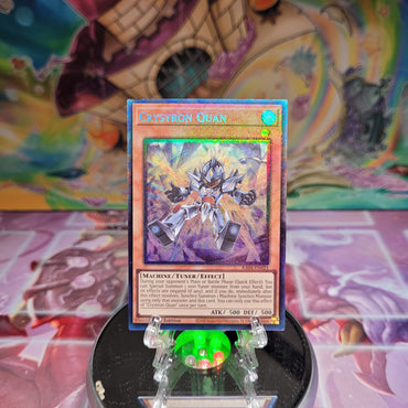 A Prismatic Collector's Rare "Crystron Quan" card from the Yugioh Set: Quarter Century Stampede (RA04).