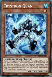 A Prismatic Collector's Rare "Crystron Quan" card from the Yugioh Set: Quarter Century Stampede (RA04).