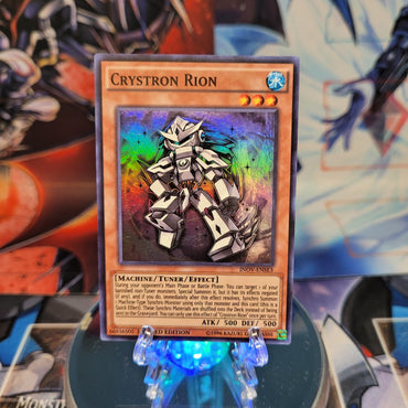 A Super Rare "Crystron Rion" card from the Yugioh Set: Invasion: Vengeance.