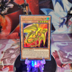 An Ultra Rare "Curse of Dragon, the Cursed Dragon" card from the Yugioh Set: Legendary Duelists: Season 1 (LDS1).