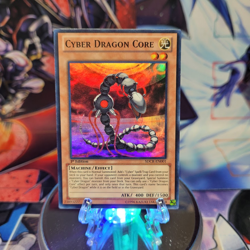 A Super Rare "Cyber Dragon Core" card from the Yugioh Structure Deck: Cyber Dragon Revolution.