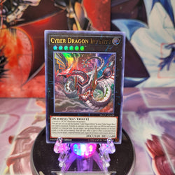 An Ultra Rare Alternate Art "Cyber Dragon Infinity" card from the Yugioh Set: Duel Overload (DUOV).