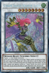 A Secret Rare "Cyber Slash Harpie Lady" card from the Yugioh Set: Battles of Legend: Chapter 1 (BLC1).