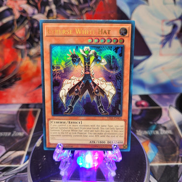 An Ultra Rare "Cyberse White Hat" card from the Yugioh Starter Deck: Codebreaker set.