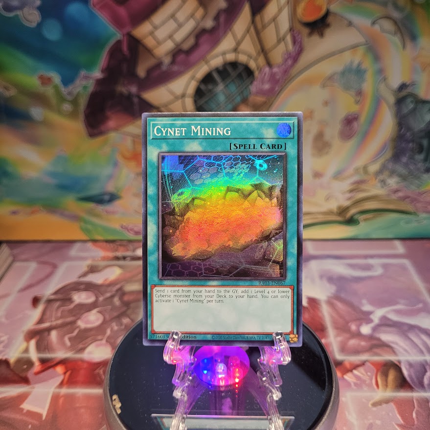 A Super Rare "Cynet Mining" card from the Yugioh Set: Quarter Century Bonanza (RA03).