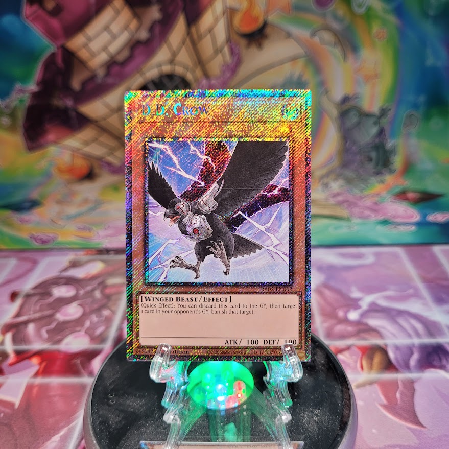 A Platinum Secret Rare "D.D. Crow" card from the Yugioh Set: Rarity Collection 2 (RA02).