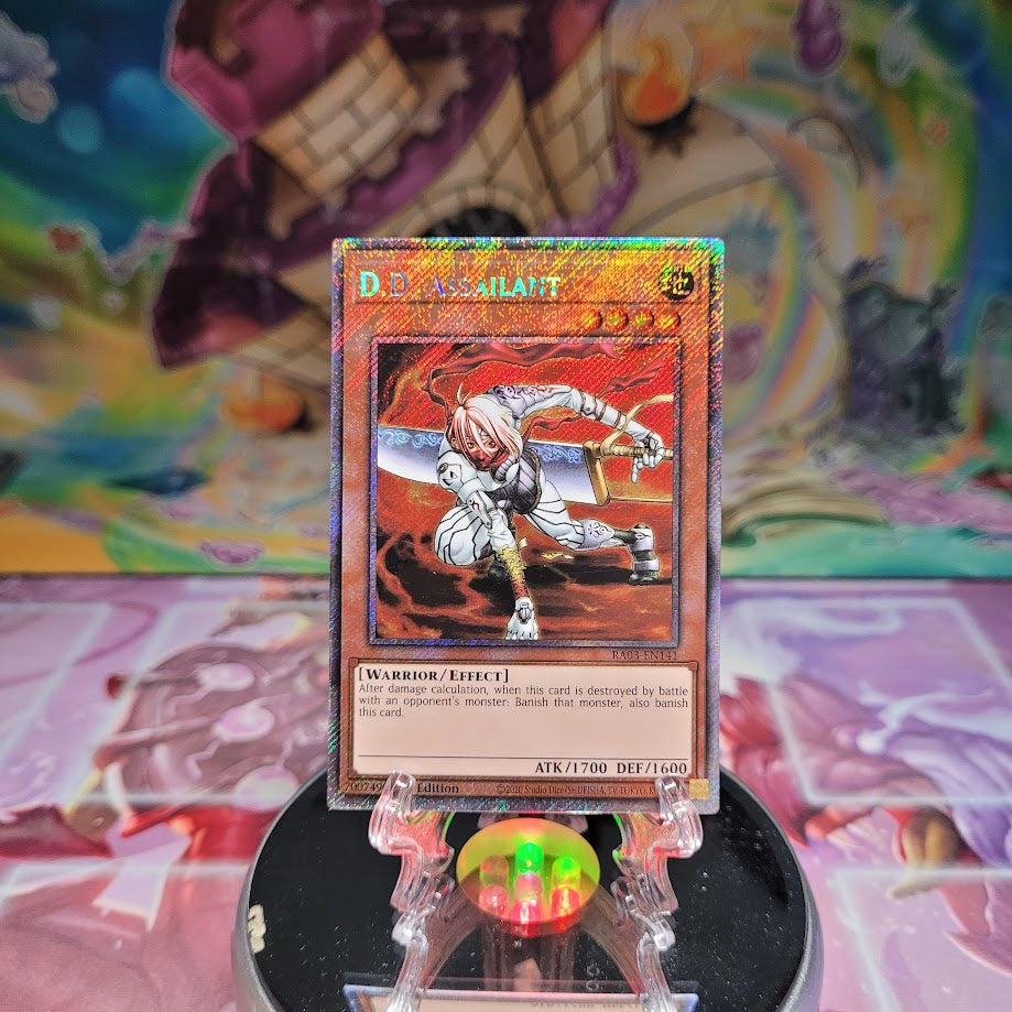 A Platinum Secret Rare "D.D. Assailant" card from the Yugioh Set: Quarter Century Bonanza (RA03).