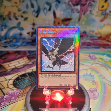 A Prismatic Collector's Rare "D.D. Crow" card from the Yugioh Set: Rarity Collection 2 (RA02).