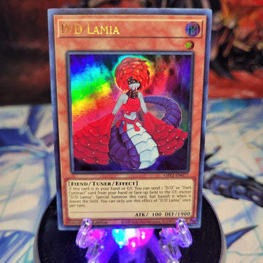  An Ultra Rare "D/D Lamia" card from the Yugioh Set: Ghosts From the Past: The 2nd Haunting (GFP2).