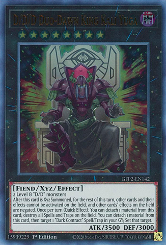 An Ultra Rare "D/D/D Duo-Dawn King Kali Yuga" card from the Yugioh Set: Ghosts from the Past: The 2nd Haunting (GFP2).