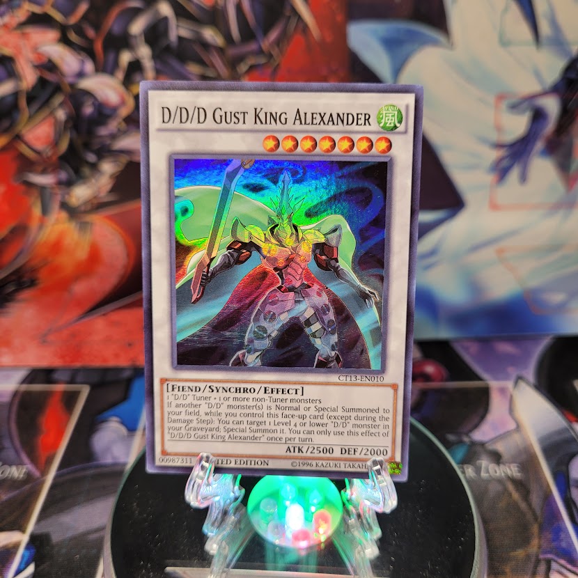 A Super Rare "D/D/D Gust King Alexander" card from the Yugioh 2016 Mega-Tins.