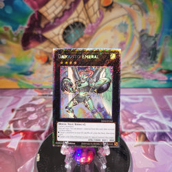 A Platinum Secret Rare "Daigusto Emeral" card from the Yugioh Set: Quarter Century Stampede (RA04).