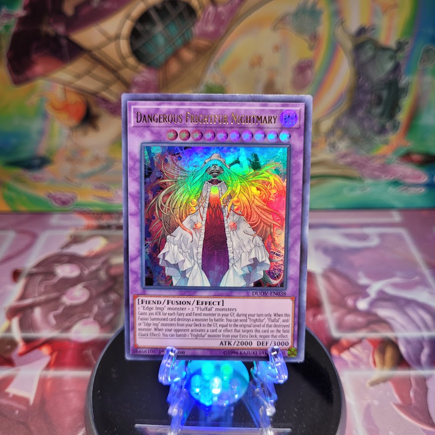 An Ultra Rare "Dangerous Frightfur Nightmary" card from the Yugioh Set: Duel Overload (DUOV).