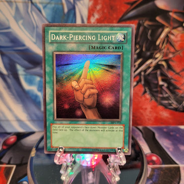 A Super Rare "Dark-Piercing Light" card from the Yugioh Mcdonalds Promotional Pack.