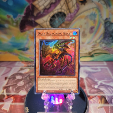 A Super Rare "Dark Beckoning Beast" card from the Yugioh Set: Quarter Century Bonanza (RA03).