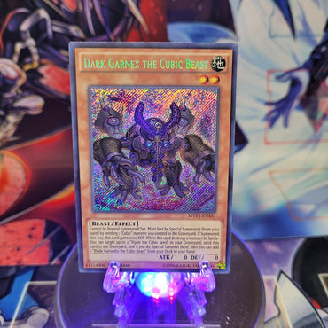 A Secret Rare "Dark Garnex the Cubic Beast" card from the Yugioh Set: The Dark Side of Dimensions Movie Pack: Secret Edition.