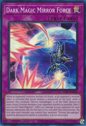 A Super Rare "Dark Magic Mirror Force" card from the Yugioh Set: The Infinite Forbidden (INFO).