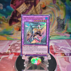 An Ultra Rare Alternate Art "Dark Magician Girl the Dragon Knight" card from the Yugioh Set: Dragons of Legend: The Complete Series (DLCS).
