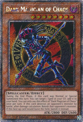 A Platinum Secret Rare "Dark Magician of Chaos" card from the Yugioh Set: Quarter Century Bonanza (RA03).