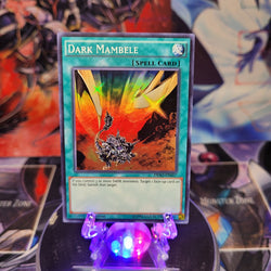 A Super Rare "Dark Mambele" card from the Yugioh Set: Destiny Soldiers.